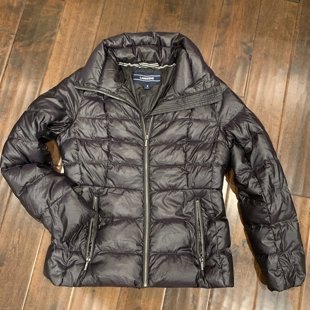Lands End black puffer cost women’s 8